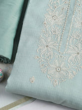 Neck Embroidered Cotton Blend Unstitched Suit With Dupatta